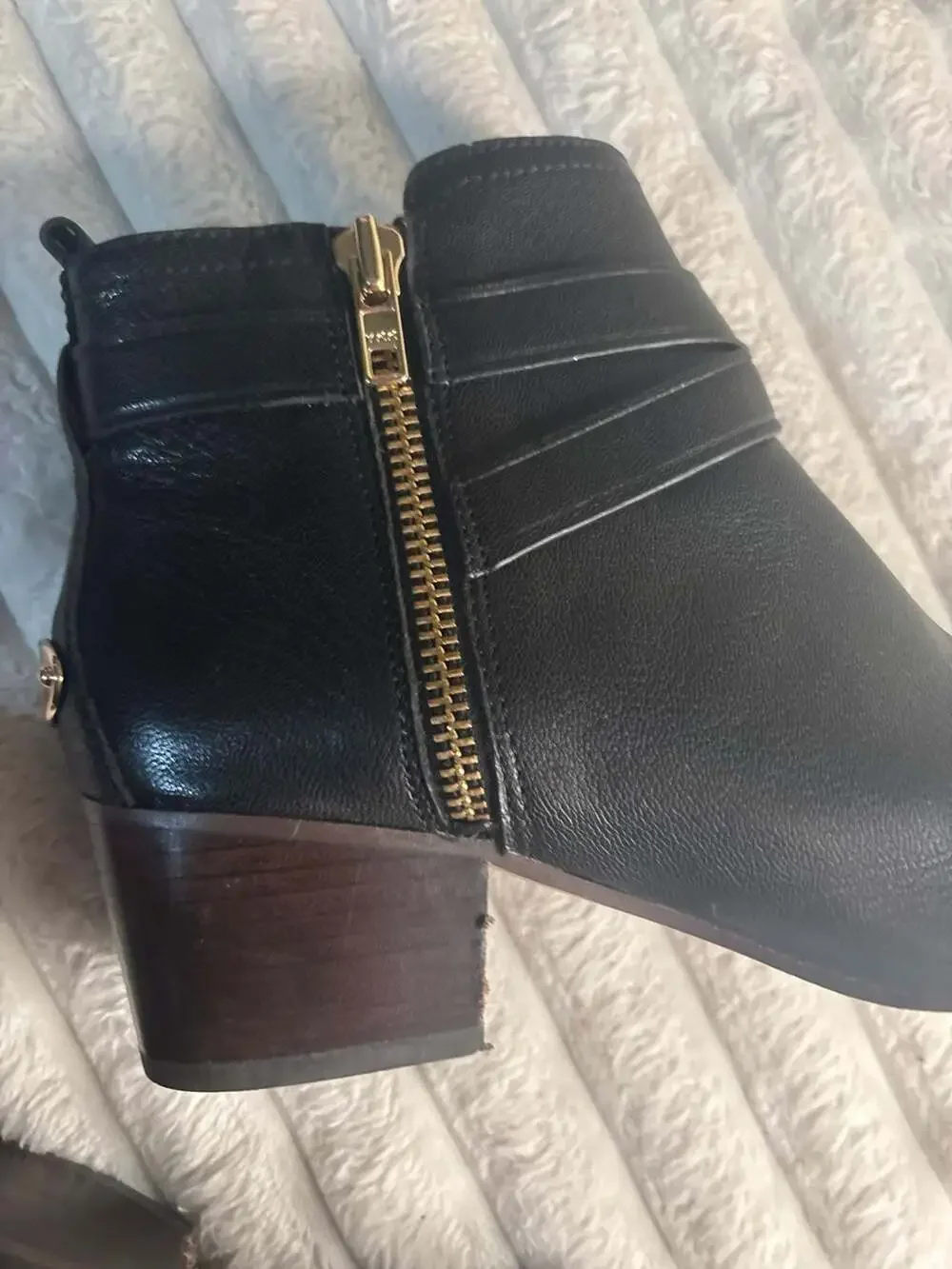 Coach Felicia Black Leather Buckle Ankle Booties - Picture 4 of 5